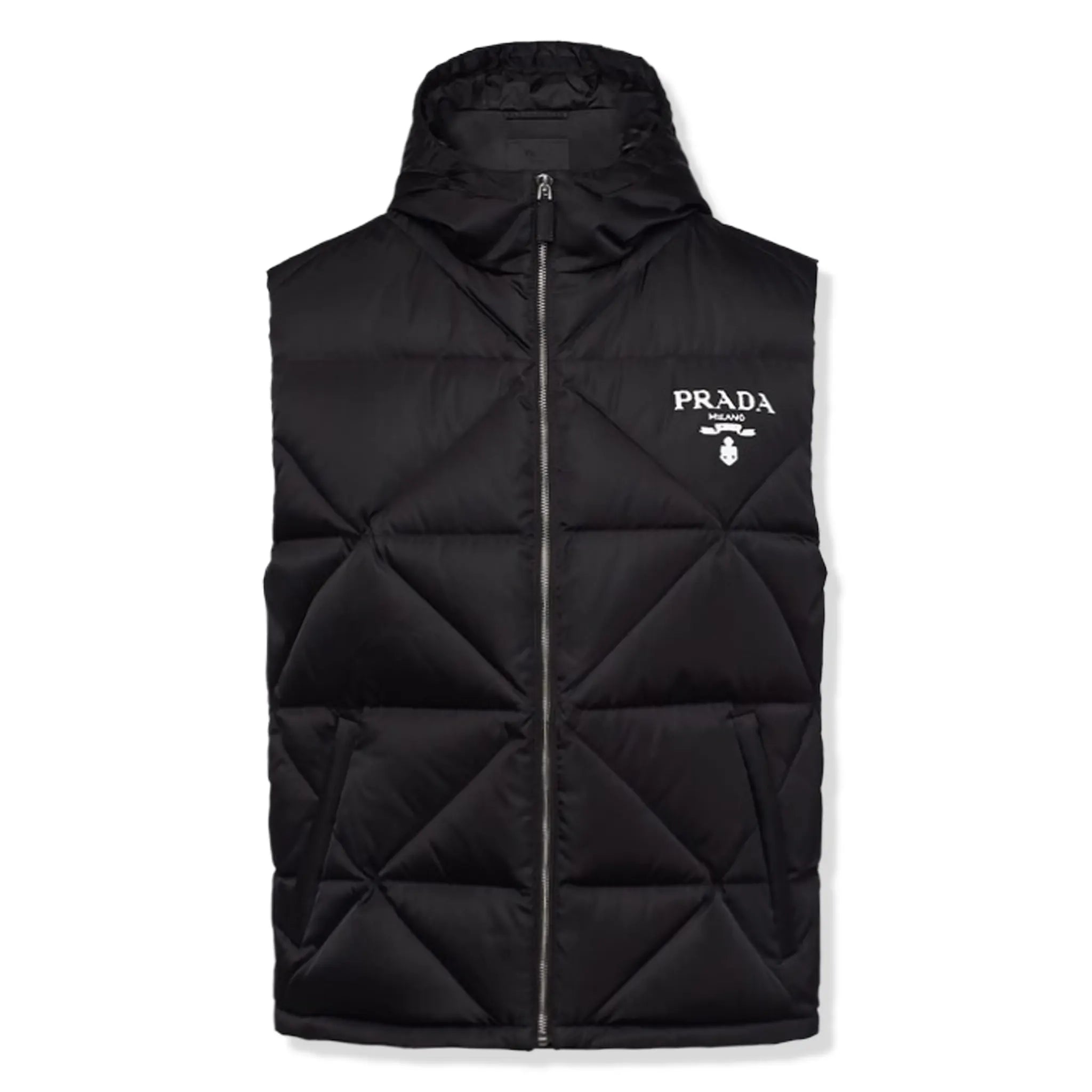 Front View of Preloved - Prada Quilted Re-Nylon Black Gilet SGB8041YY8--01